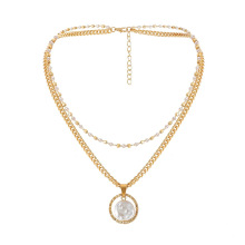 Роскошный барокко нерегулярный жемчуг кулон ожерелье двойная цепочка ключицы женские аксессуары ювелирные изделия из сплава оптом